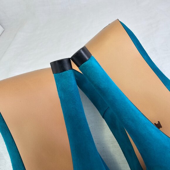 Talbots 8W Skyla 2 Suede 4.25” Stiletto Heels Pumps Teal Turquoise - Picture 7 of 15